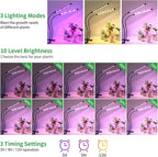 2 Head 2 Pack LED Plant Grow Light with Flexible Gooseneck, Suitable for Indoor Plants, Full Spectrum Clip on Plant Growing Light with Red, Blue, Yellow Beads, 10 Brightness Levels, 3/9/12H Auto Timer