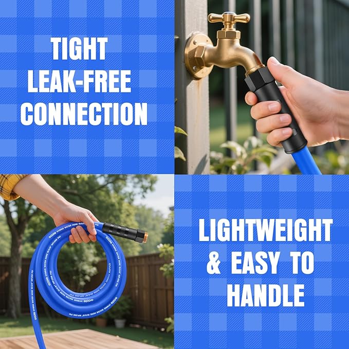 Heavy Duty Garden Hose 35 ft, Non-Expanding Flexible Water Hose, Kink Resistant Lightweight Hybrid Hose, Leakproof Hose Male to Female Fittings