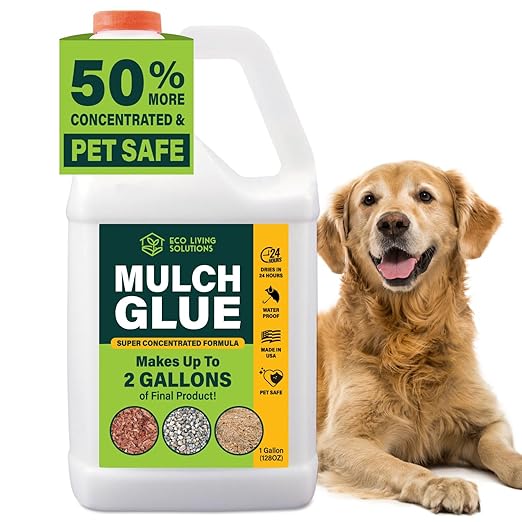 ECO LIVING SOLUTIONS Mulch Glue for Landscaping - Rock & Gravel Binder | Spray Glue for Paver Sealer | Landscape Glue for Mulch & Pebbles | Pet Safe & Plant Safe - 1 Gallon