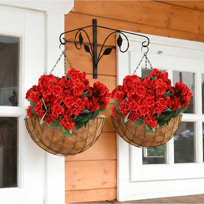 14Pcs Geranium Artificial Flowers for Outdoors Decoration Geranium Silk Flowers Outsides UV Resistant Garden Plants Faux Flower for Front Door Garden Porch Planter Patio Balcony Yard Indoor Home (Red)