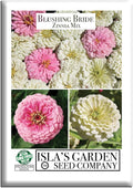 Blushing Bride Mix Zinnia Seeds (Zinnia elegans) – 200+ Heirloom Non-GMO Seeds by Isla’s Garden Seeds, Soft White & Pink Blooms, Elegant Cut Flowers, Long Blooming, Garden Gift Idea