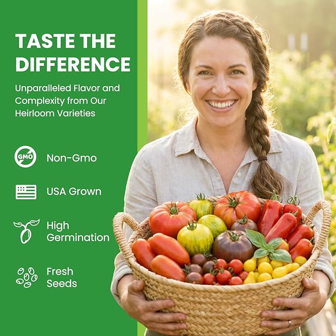 10 Pack Heirloom Tomato Seeds Variety Pack -5000+ Non-GMO Garden Seeds for Planting Outdoors & Indoor Home Gardening Gift, Roma, Chreey Tomatoes & More