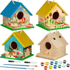 Liliful 1 Sets Wooden DIY Birdhouse Kit, Unfinished Bird Houses with Paints and Paintbrushes, Bird Feeder Craft Arts for Kids Ages 4-8, 8-12, Classroom Activity and Adults Wooden Craft Gifts