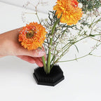 Wazakura Japanese Black Hexagon Ikebana Kenzan Flower Holder 2.6 in (68 mm), Made in Japan Floral Arranging Pin Frog Tool
