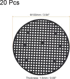 MECCANIXITY Flower Pot Hole Mesh Pad 4 Inch Bonsai Plant Bottom Round Plastic Soil Grid Screen Mat, Black Pack of 20
