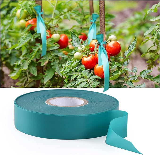 TELENT OUTDOORS 4 Rolls Stretch Tie Tape, 1” Wide 200FT Reusable Garden Plant Ties Green Tapes for Plants, Thick Garden Vinyl Stake Ribbon for Branches Flowers Tomatoes Indoor Outdoor Greenhouse
