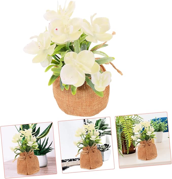 MAGICLULU Realistic Faux Phalaenopsis Artificial Orchid Flowers Potted Decoration for Home Office Bedroom No Watering Fake Orchid Plant for Living Room Balcony Bathroom