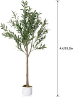 Garvee 4.4 ft Tall Artificial Olive Tree, Potted Fake Olive Plant with Lifelike Leaves & 22 Fruits, Decorative Evergreen Faux Plant Trees for Home Indoor Outdoor Living Room Office