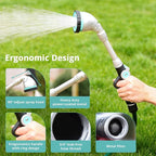 QUOBAS 16 Inch Watering Wand, Heavy Duty Garden Hose Sprayer with 90° Adjustable Head, Thumb Control & 6 Spray Patterns,Long Reach Hose Nozzle for Hanging Plants, Lawn, Garden & Outdoor Cleaning
