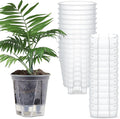 Wonderjune Self Watering Pots for Indoor Plants with Deep Reservoir and High Drainage Holes for Outdoor Plants and Flowers, Bare Root Planter (4.72'',Clear,12 Pcs)