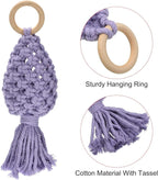 PATIKIL Macrame Hanging Planter, 10" Oval Home Air Plant Holder Decorative Flower Pot Basket for Indoor Garden, Purple