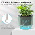 T4U 7 Inch Self Watering Pots for Indoor Plants, 4 Pack Plant Pots, Self Watering Planter for Indoor Plants, Durable Plastic Pots (4 Pack, 7", Green)