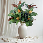 Artificial Magnolia Plants 18 Inch, Fake Magnolia Leaves Stems Faux Greenery Big Leaf Branches Shrubs Houseplant Decor for Indoor Outdoor Home Garden Wedding Table Centerpiece Vase Decoration 2 Pack