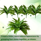 4 Pack Artificial Ferns Plants for Outdoors, UV Resistant, 23'' Outdoor Faux Bird Nest Fern with 72 Large Leaves, Realistic Fake Plant for Front Porch Pots Patio Hanging Planter Home