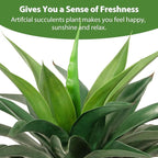 Artificial Agave Plant 2ft - 24" Large Fake Aloe Vera Plants Indoor with Fake Grass - Fake Floor Plant for Front Porch Patio Home Office Door Step Hotel Desert Style Decor 2PCS