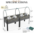 King Bird Large Raised Garden Bed with Cover & Netting Galvanized Elevated Planter Box with Legs 72×23×55 in for Backyard, Patio, Balcony, 700lb Capacity, Dark Grey