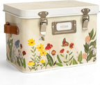 1Canoe2 Wildflower Botanicals Tin Seed Organizer Storage Box, Garden Seed Packet Vault Container, Gardening Supplies, Greenhouse Accessories, Gardening Gifts for Women