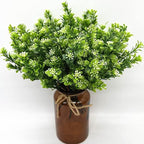 PASYOU Artificial Shrubs, Plastic Plants Fake Bean Shrub Bushes Grass Greenery Leaves Bush Indoor Outdoor Home Garden Party Verandah Wedding DIY Table Arrangement Decoration Planter Filler 8 Pack