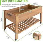 ketive Raised Garden Bed with Legs & Wheels –, Outdoor Elevated Planter Box with Storage Shelf & Hooks for Vegetables, Flowers, and Herbs for Outdoor Gardening, Patio, Balcony,48"x 24"x 33"(Brown)