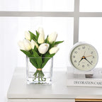 GarveeLife 12 Pcs Artificial Tulips Flowers, Real Touch Faux Tulip Stems for Vase, Home Kitchen Wedding Dining Table Decorations, Ideal Gift for Mother's Day, Easter, Valentine's Day (White)