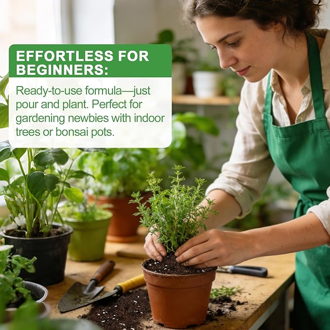 Organic Potting Soil Mix for Indoor Plants & Herb Gardens 4qt- All-Purpose Nutrient-Rich Natural Soil