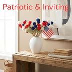 Red White and Blue Artificial Flower Arrangement 12 Stems with American Flag, 4th of July Table Decorations Centerpiece for Patriotic Home Decor, Independence Day Party, Memorial Day Decor