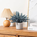 MyGift Artificial Eucalyptus Plant in Modern Gray Concrete Pots with Geometric Embossed Pattern (1, Blue)