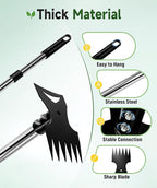 71in Weed Puller Tool with Long Handle, 2 in 1 Adjustable Manual Weeders for Uprooting, Heavy Duty Hand Weed Rake and Garden Hoe with Gloves for Gardens, Lawns, Yards