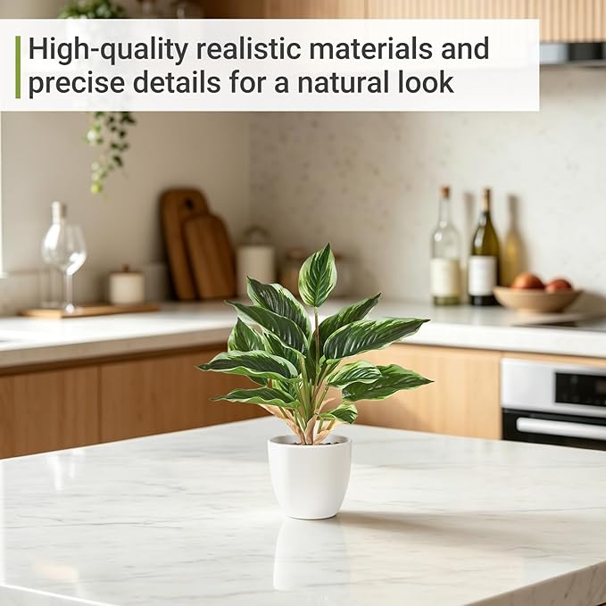 Mkono 2 Pack Fake Plants in Pot, 11" Potted Artificial Plants for Home Decor Indoor Faux Green Leaf Plant with Modern White Planter for Desk Shelf Office Room Decoration (Pothos)