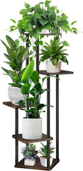 5 Tier Plant Stand Indoor, Thickened Metal Wood Corner Plant Shelf Stands for Multiple Plants, Indoor Tall Plants Stand Tiered Flower Holder for Living Room Patio Garden Balcony(Black+Oak)