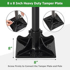 Tamper Tool with Detachable Long Handle, 59 Inch Manual Heavy Duty Soil Compactor for Pavers, Stones, Lawn Edging, Fence Post Installation, Black