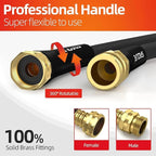 SPECILITE Garden Water Hose 50 ft x 5/8 in Heavy Duty, Flexible and Lightweight, Burst 600 psi, Kink-less Hybrid Rubber Pipe for Backyard, 3/4'' Brass Fittings, Black