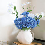Coferset Deep Blue Hydrangea Artificial Flowers 3pcs Lifelike Faux Hydrangea Real Touch Fake Flowers for Home Wedding Christmas Office Party Living Room Decoration,22inch