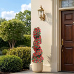 PATIO CHOICE 3ft Artificial Topiary Spiral Trees with Rose Set of 2 36" High End Outdoor Faux Plants Realistic Faux Bushes and Shrubs Decorations for Outdoor Front Porch Garden