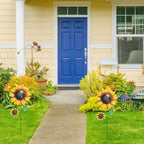 YEAHOME Garden Decor for Outside, 2 Pack 22.4“ Sunflower Garden Stakes Spring Decor, Metal Flowers with Shaking Head Yard Art for Outdoor Yard Lawn Patio Decoration