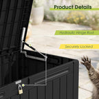 Devoko 100 Gallon Outdoor Storage Box, Waterproof Resin Deck Box for Patio Furniture, Lockable Container for Garden Cushions & Pool Supplies (Black, 100 Gallon)