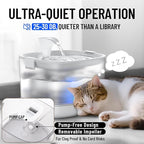 Veken Cat Water Fountain with Detachable Tank & Secure Clips, Easy to Clean & Assemble, 85oz/2.5L Pet Drinking Dispenser with Quiet Operation & LED Light, Cats, Dogs and Small Pets, White