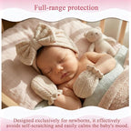 Newborn Baby Girl Hats Mittens Set Cotton Hospital Bow Hat Beanies Caps Gloves for New Born Girls 0-6 Months