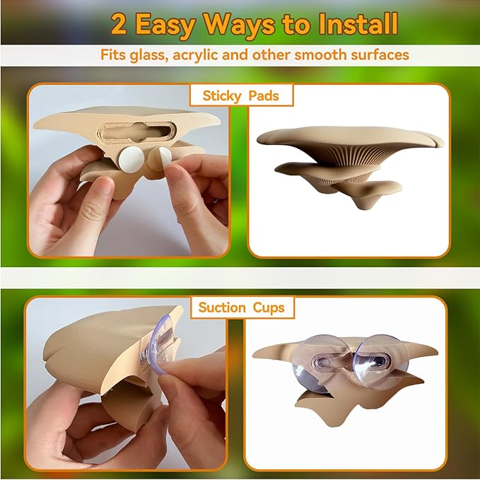 Mushroom Decor for Reptile Tank, Fish Tank, Pet-Safe Bearded Dragon Tank Accessories, Realistic Terrarium Plants for Crested Geckos, Frogs,Realistic Habitat Ornament (Lime Green)