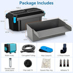 POPOSOAP 12INCH Stainless Steel Pond Waterfall Spillway with Multi-Stage Filter, 40W 660GPH Submersible Pump Kit with 9.8FT Tubing for Garden Ponds, Koi Ponds, Aquariums,Outdoor Landscapes-P7331