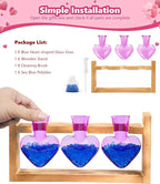Nacome Plant Terrarium Propagation Stations: Mothers Day Gifts for Mom Plant Lovers Women Wife Daughter - 3 Bulb Glass Vase with Wooden Stand Tabletop for Hydroponics Home Garden Decor(Purple)
