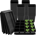 NNG 2.6 inch 100 Pcs Black Square Nursery Pots with 5 Pcs Plastic Seed Starting Trays,Plant Propagation Starter Kit Square Seed Starting Pots with Drain Holes