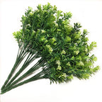 PASYOU Artificial Shrubs, Plastic Plants Fake Bean Shrub Bushes Grass Greenery Leaves Bush Indoor Outdoor Home Garden Party Verandah Wedding DIY Table Arrangement Decoration Planter Filler 8 Pack