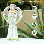 Solar Angel Outdoor Garden Decor Statues - 11.5 inches Angel Figurines Outdoor Sculptures with Succulent, Garden Statues for Outside, Patio, Balcony, Lawn Ornaments or Housewarming Gift