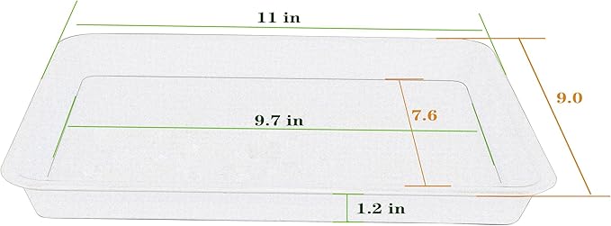 VUWEZ Plant Saucer Growing Tray, Seed Starter Tray Rectangular, Heavy Sturdy Plastic Planter Saucers Drainage Trays, Plant Drip Trays for Pots, Seed Starter Growing Pots (11 x 9 inch, 2 Pack)