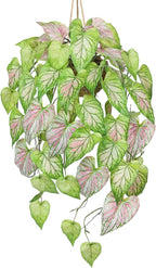 Large Fake Hanging Plants in Pot for Indoor & Outdoor, Long Artificial Hanging Pothos Plants Green, 27.6" Fake Potted Vines Ivy Greenery Plant for Room Wall Shelf Decor Living Room Patio Porch