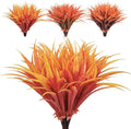 8 pcs Fall Artificial Flowers for Decoration, Fake Artificial Tall Grass Plants for Outdoors, Orange Faux Tropical Greenery Autumn Front Porch Patio Garden Outside Plastic Shrubs Bushes