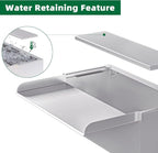 Pond Waterfall Spillway LONGRUNNEW 304 Stainless Steel 11.8" Rectangular Waterfall Spillway, Water Fall Fountain with Pipe Connector for Garden Outdoor, Swimming Pools, Fountains, Pond and Spa