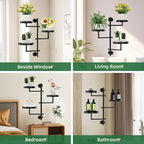 Rotating Window Plant Shelf Wall Plant Shelf Indoor Metal Plant Stand Window Shelves for Plants 3 Tier Plant Stand Wall Plant Holder Wall Planters for Indoor Plants, Outdoor Plant Stands for Patio, Black