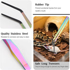 OLIISS Reptile Feeding Tongs with Rubber Tip - 15" Extra Long Tweezers for Aquariums & Crafts - Stainless Steel Feeder Tools for Bearded Dragons & Lizards - Terrarium Tank Supplies - 2 Pack